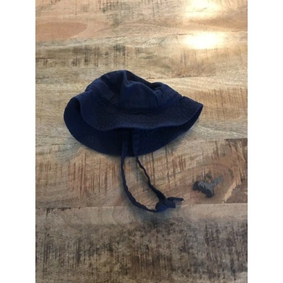 Hanna Andersson Xsmall Blue Sun Hat boy summer navy strap - Picture 3 of 5